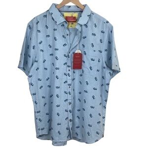 NWT Bruno Milano mens linen blend southwestern button down shirt blue